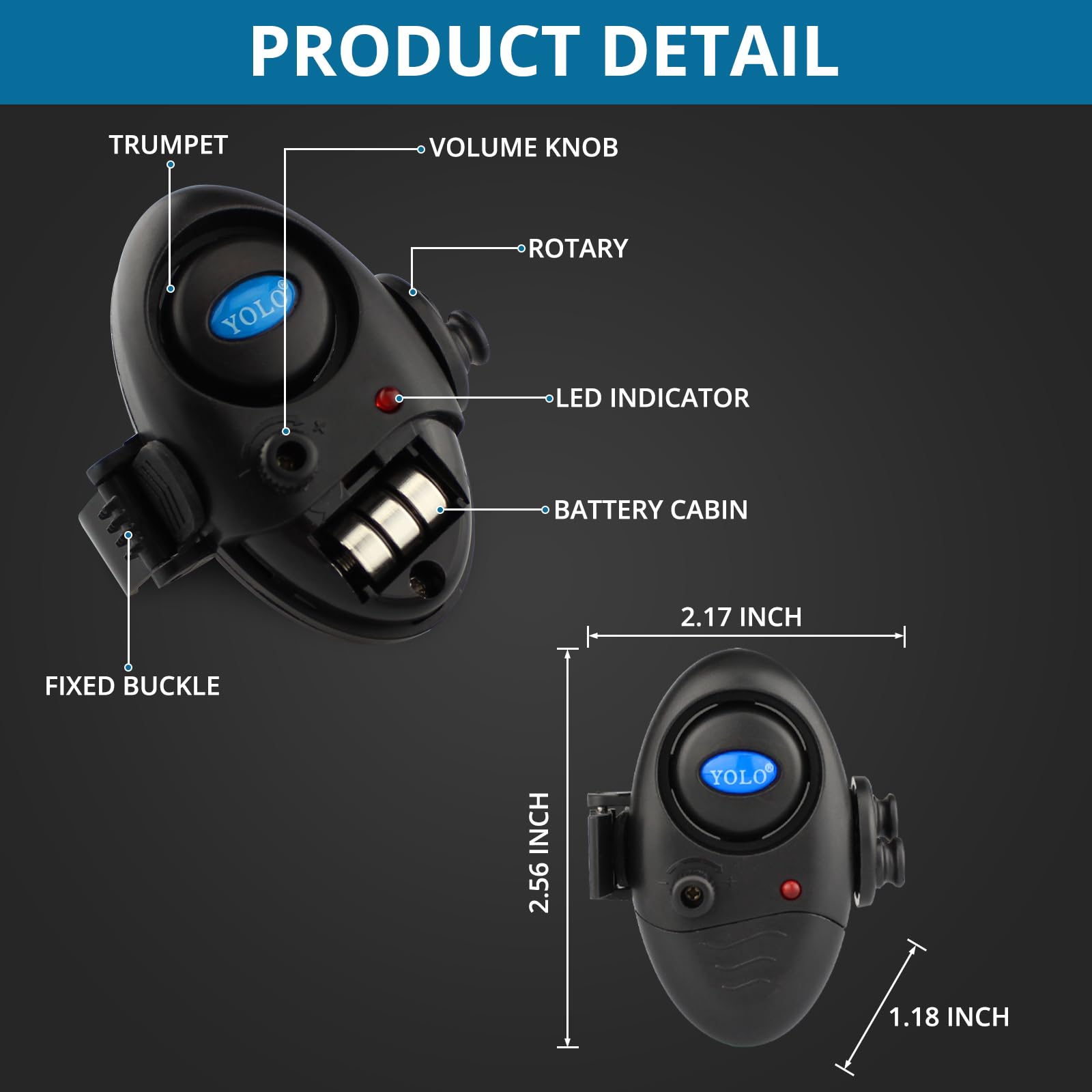 Coolnice 6pcs Détecteurs de Touche électroniques Sensible de Canne à Pêche Alarme de Pêche avec Indicateur Lumineux LED et Son d'Alarme Réglable pour Pêche Nuit Pêche Maritime Nocturne -avec Pile