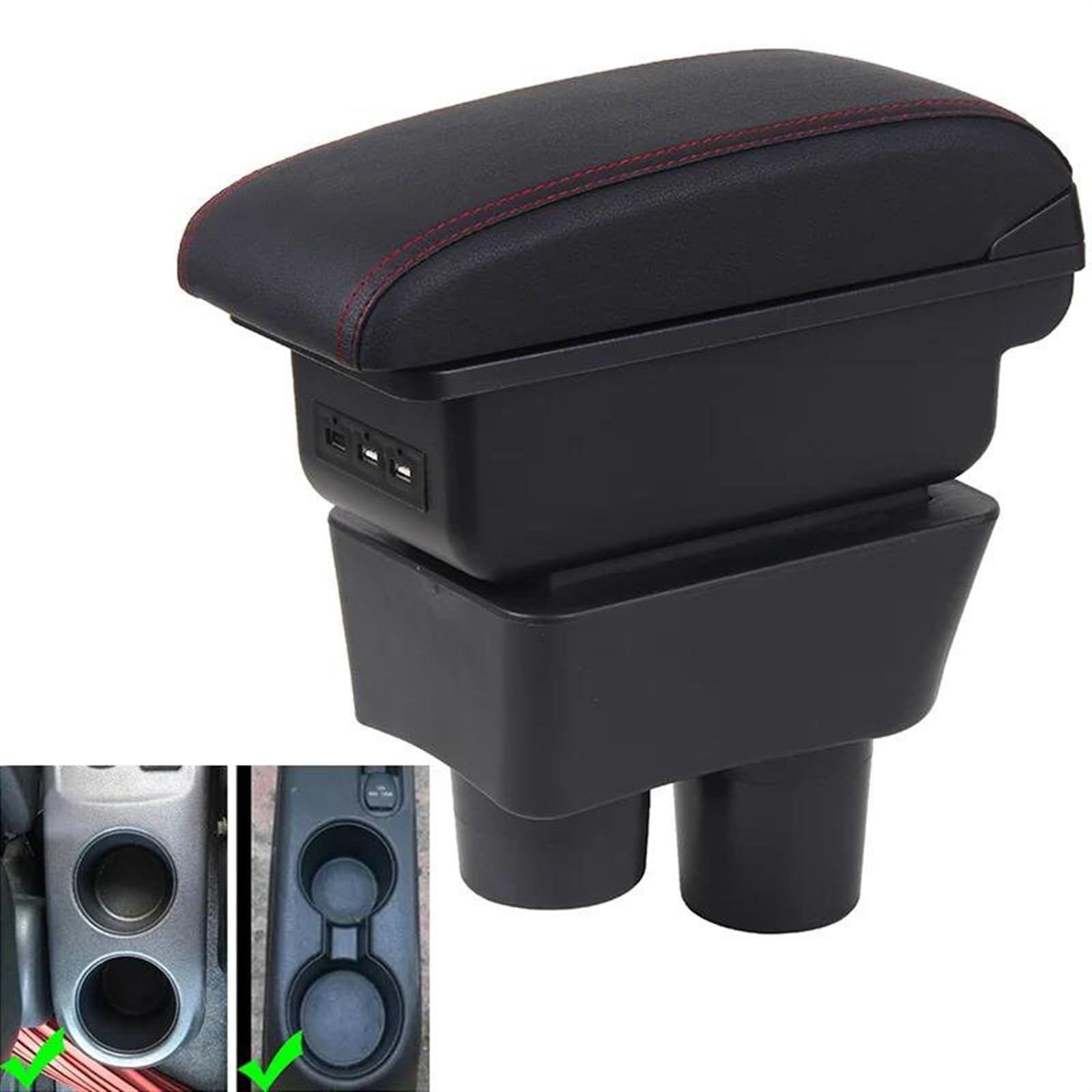 Scatola Bracciolo Con Supporto Multifunzionale Cuscino In PU Accessori Per La Modifica Degli Interni Dell'auto Per Almera Per Versa Consolle centrale(C Black line 7usB)