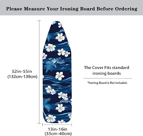 Miniatura 5 de Plam Trees - Tabla de planchar y cubierta, acolchado grueso, resistente al quemado, accesorios de cubierta para tabla de planchar, 54 x 15 pulgadas,