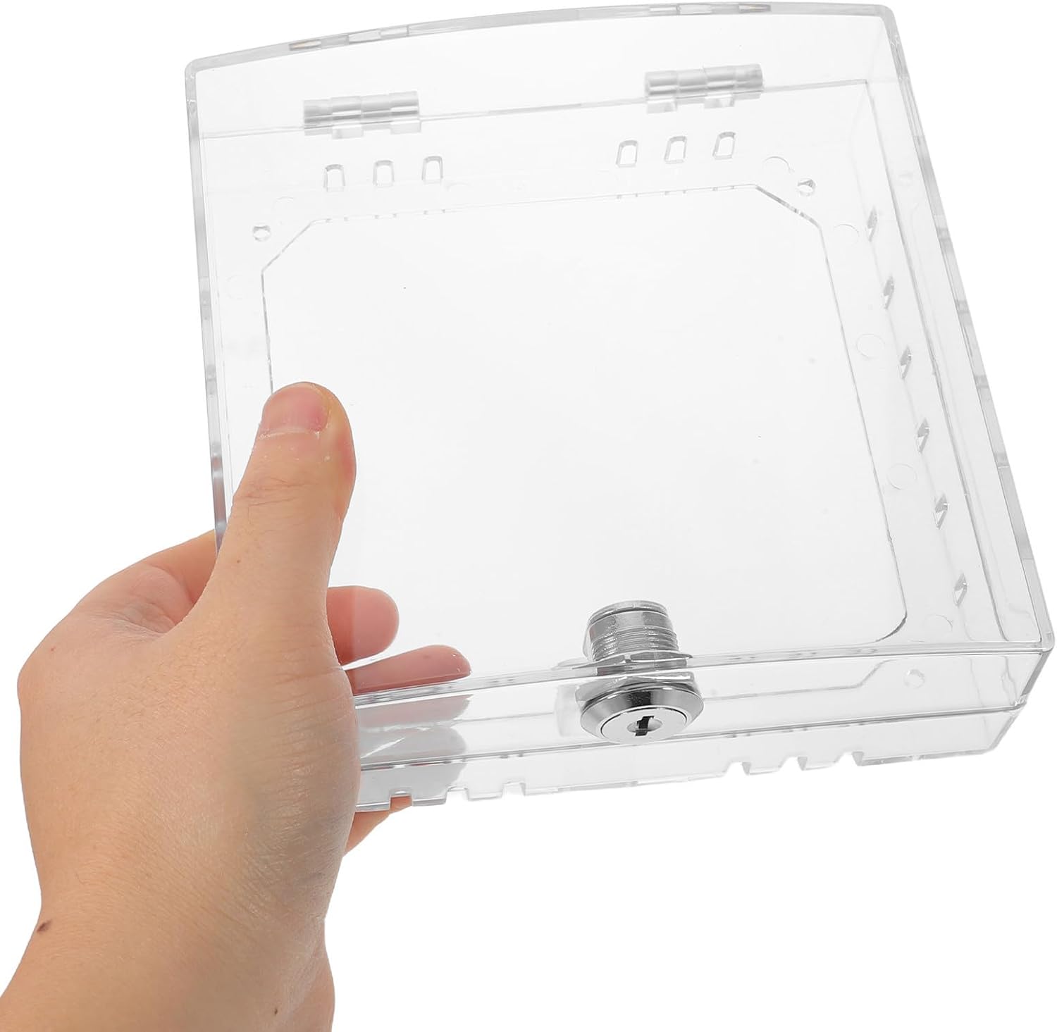 Acrylic Thermostat Lock Box with Key for Wall-mounted Thermostat Protection, Vent Holes for Monitoring and Sturdy Security, for Home and Office Use