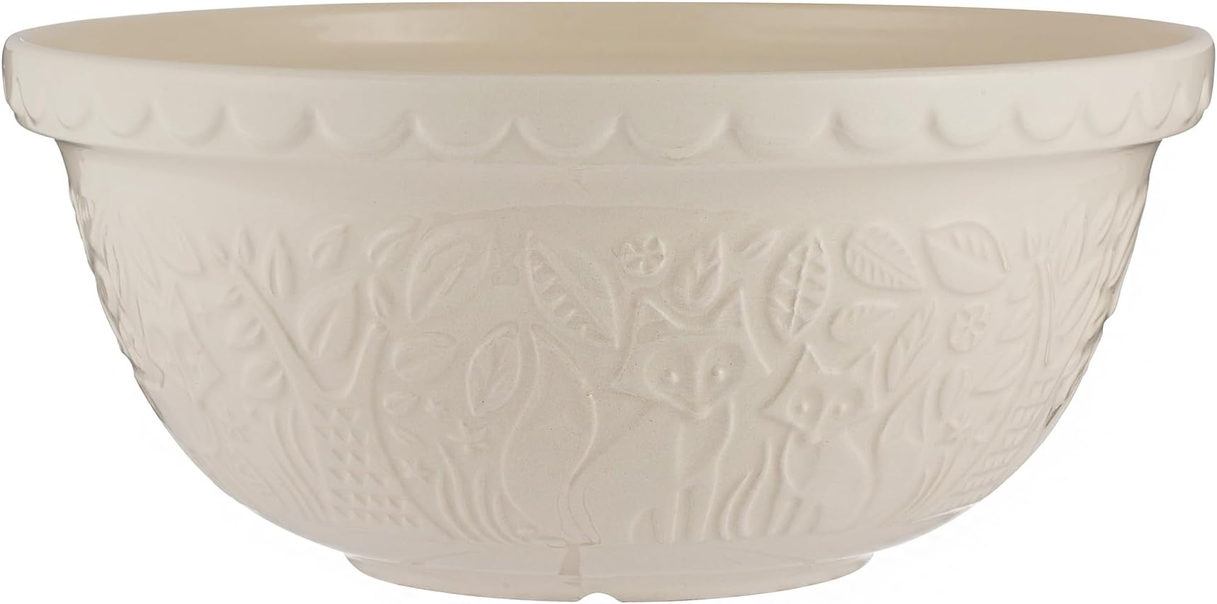 Mason Cash In the Forest S12 (4.25 Qt) Embossed Mixing Bowl | Fox (Cream)