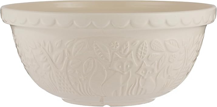 Mason Cash In the Forest S12 4.25 Qt Embossed Mixing Bowl | Fox Cream