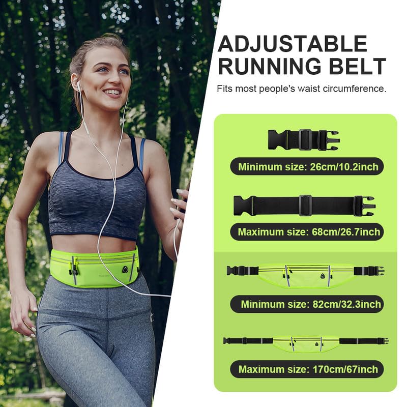 Running Belt, Ultra Slim Money Belt Running Bag, Lightweight Fanny Pack Multi-pocket Bumbags, Waterproof Belt Bag with Headphone Hole, Adjustable Pouch for Workouts, Cycling, Walking & Travel - Unisex - Image 3