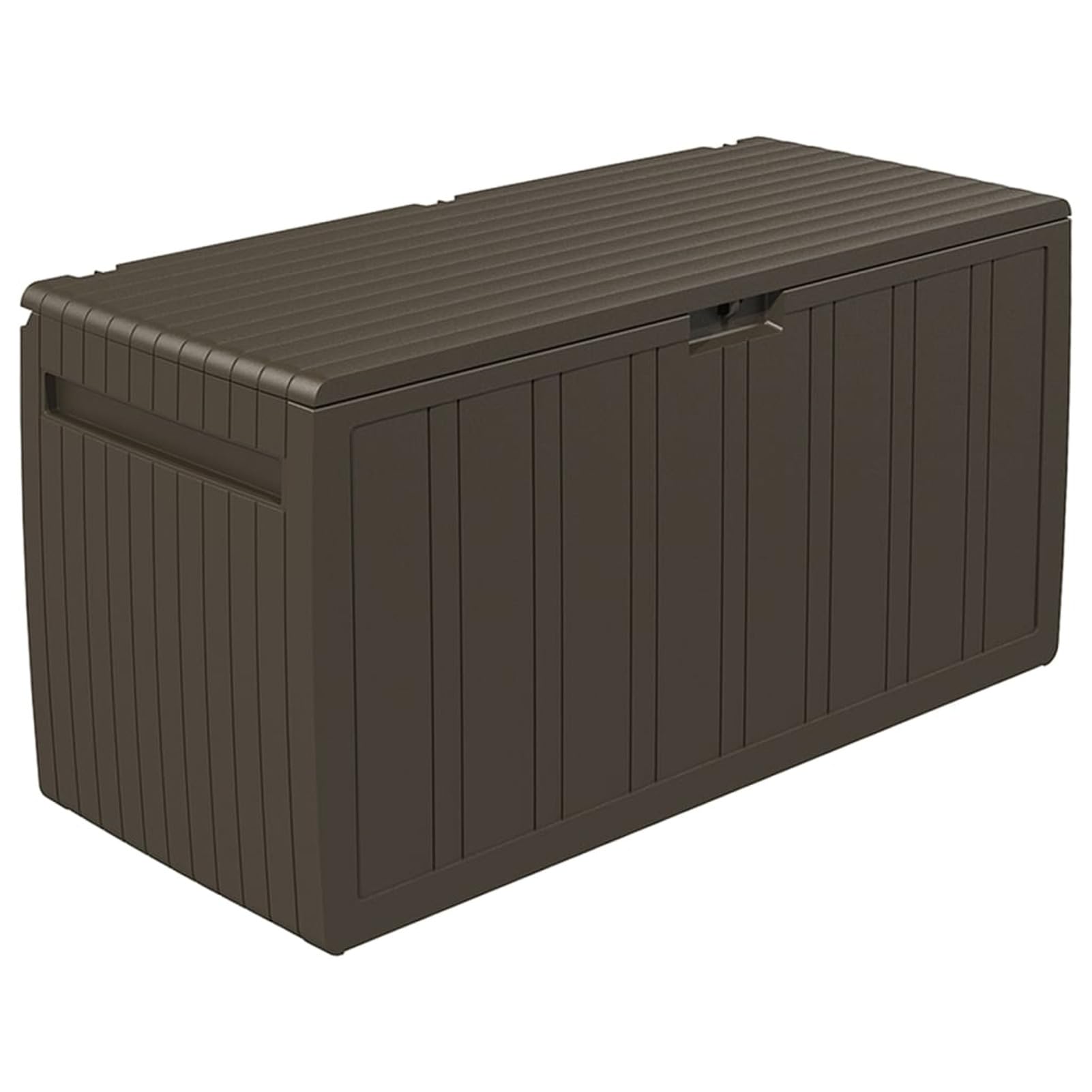Homgoday Baúl mueble contenedor cojines marrón 117 x 45,5 x 57,5 cm 270 L, muebles baúles y baúles, contenedor de jardín, porta herramientas de jardín, puf de exterior, baúl de exterior