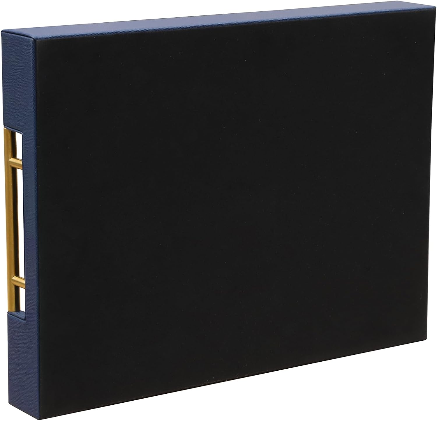 HofferRuffer Faux Leather Serving Tray with Gold Metal Handles, Stylish Decorative Tray Organizer for Coffee Table, Ottoman, Home Decor and Serving (Blue, 16.2" x 12.2" x 2")