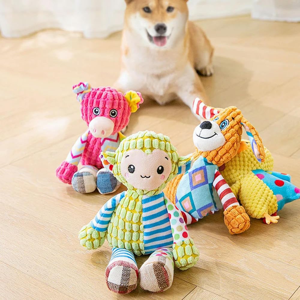 Zabawki dla szczeniąt, Zabawki dla psów Pluszowa zabawka kota i psa Puzzle Zabawka odporna na gryzienie Interaktywna piszcząca do czyszczenia zębów 2 szt(Dog)