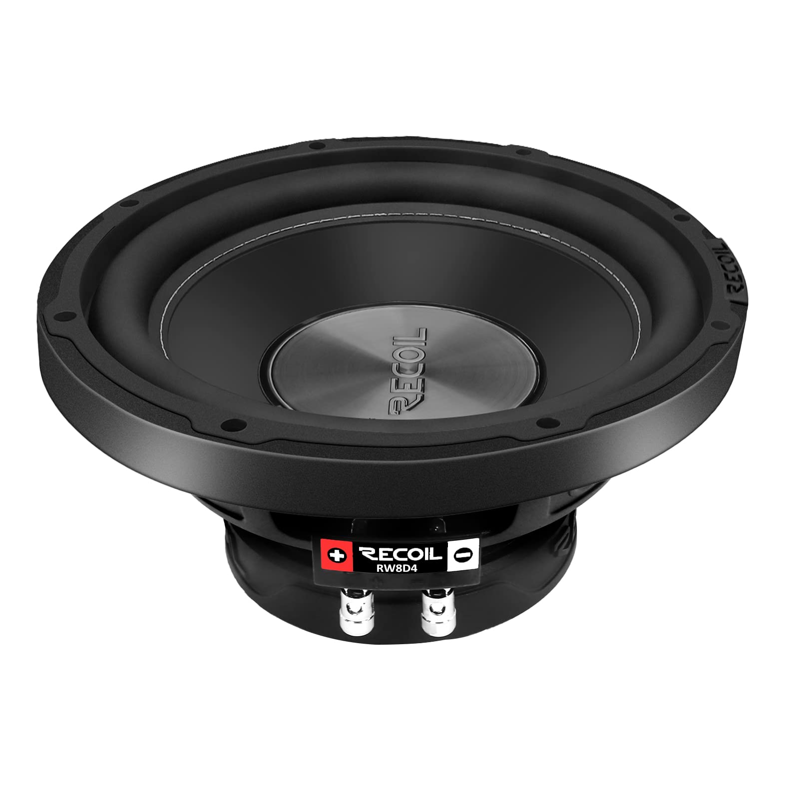 RECOIL IRW8D4 Subwoofer Coche 20cm (8") Doble Bobina 4 Ohm 400W MAX | 200W RMS, Bobina 4 Capas 2", Cono Papel Competición, NBR, Refrigeración Avanzada, Par