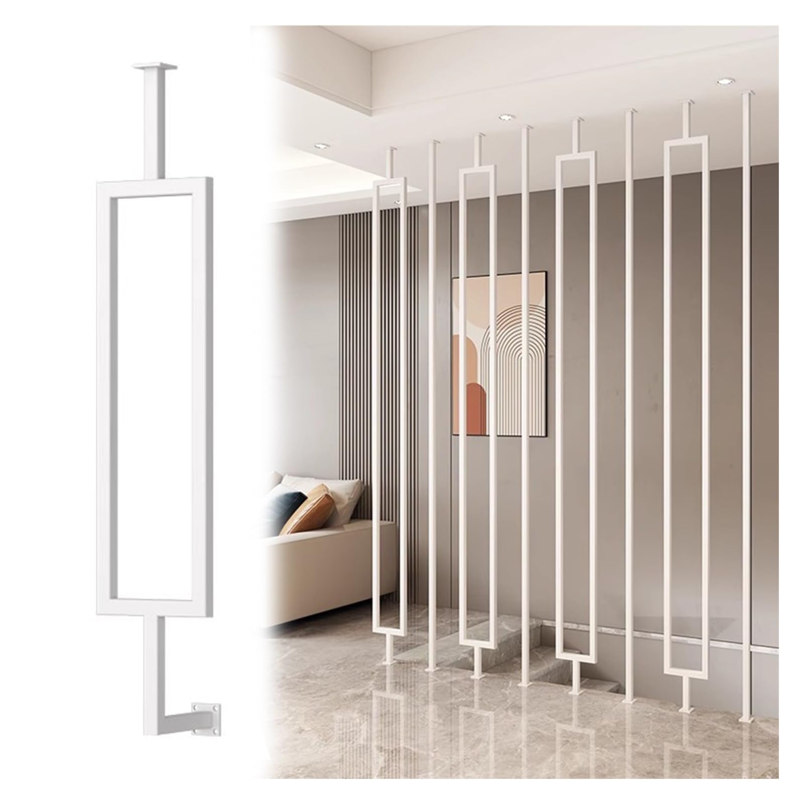 Angle Adjustable Metal Stair Spindles, Stair Railing Spindles Iron Balusters With Adjustable Bracket Multicolor Multiple Sizes(White-a,78inches/198cm)