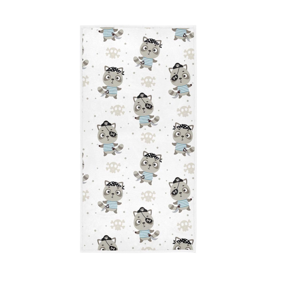 HUYGD Cute Pirate Raccoon Hand Towels, Decorative Towels for Hand, Face, Hair, Yoga, Kitchen, Bath 15 x 30 Inches