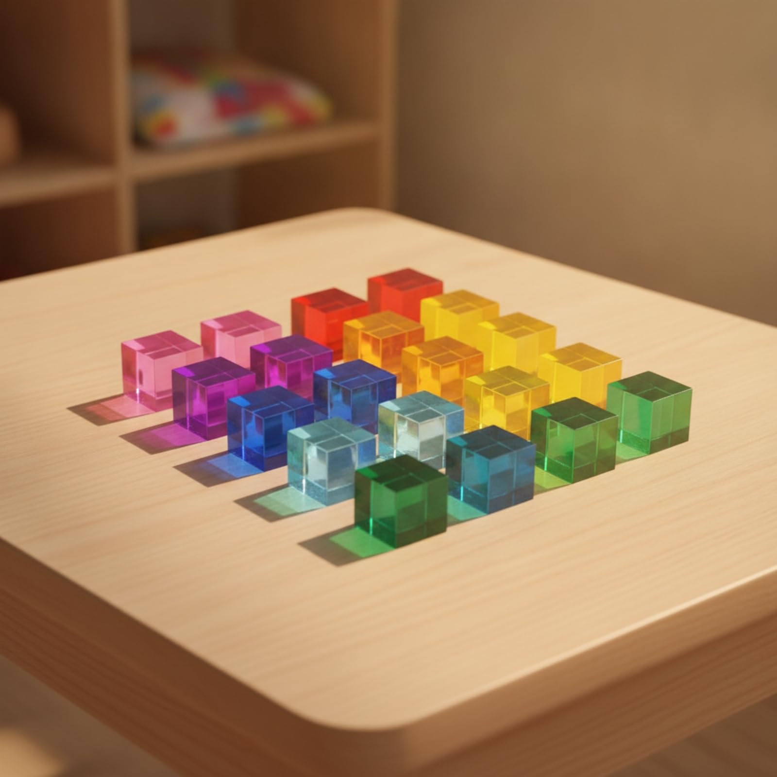 20 Pezzi Acrilici Trasparenti | Superficie Liscia e brillan, Cubo da Costruzione in Acrilico, Traslucido, Set di Mattoncini, per Area Giochi