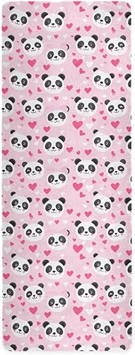 Pandas Pink Hearts Yoga Mat Non Slip Thick Kids Eco Friendly Rubber Workout Foldable Yoga Mat Women Exercise