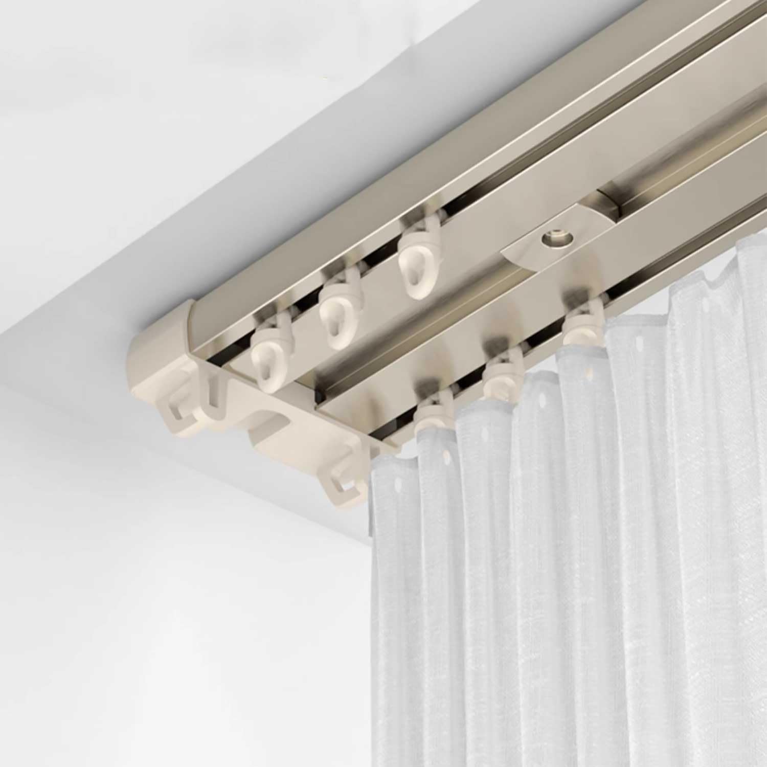 Système de rail de rideau robuste – Support de plafond en alliage d'aluminium pour salon, chambre à coucher et séparateur de douche