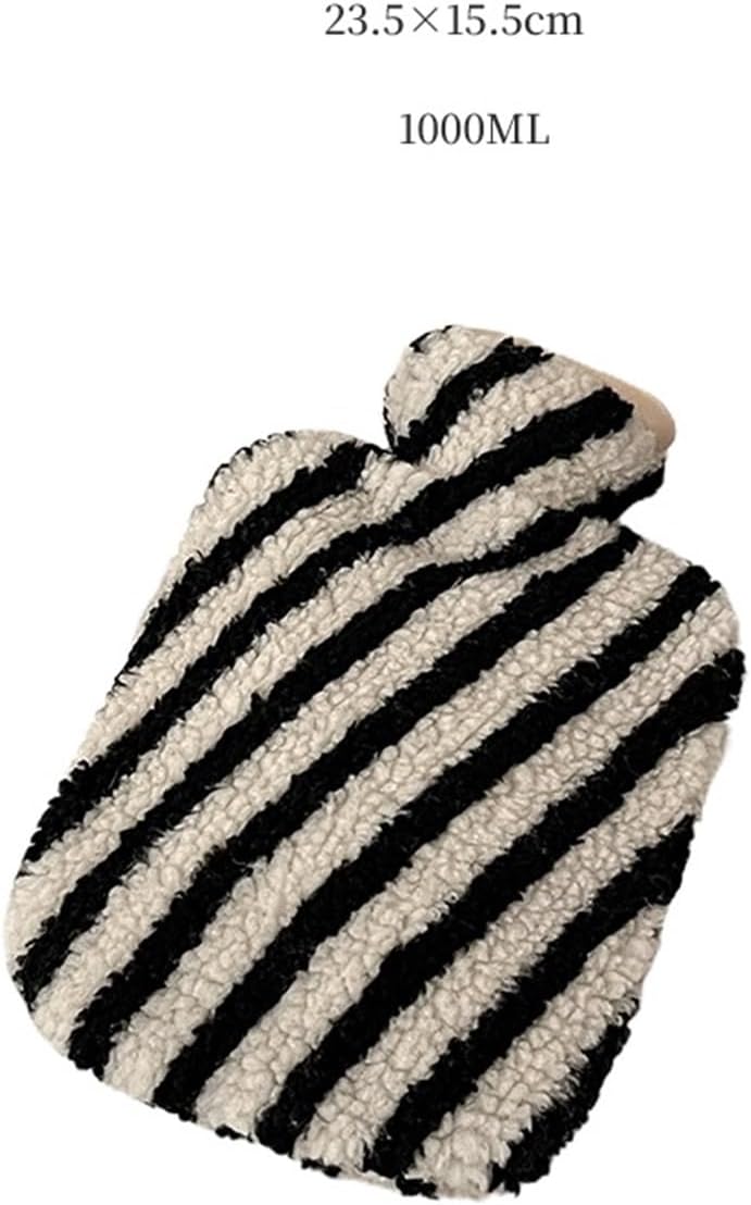 Hot Water Bag Hot Water Bottle Striped Hot Water Bag with Water Injection for Girls Warm Hand and Feet, Warm Water Bag for Students Large Size Thickened Warm Hands Rubber Hot Water Bottle (Color : 1