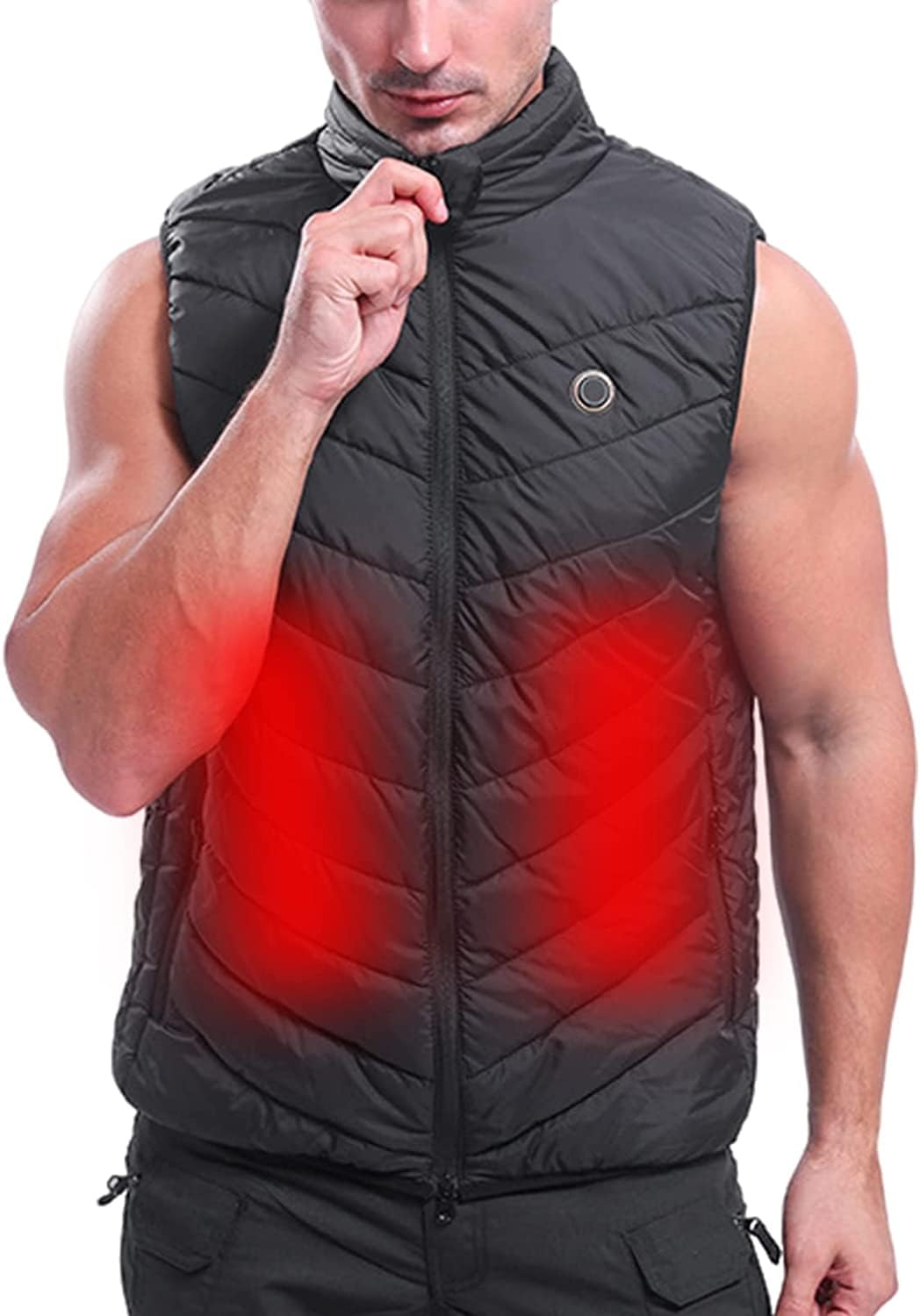 Gilet riscaldato da Uomo con impostazioni di Calore a 3 Livelli, Gilet di Ricarica USB, Vestiti riscaldati Lavabili for la Pesca in Moto (Color : Black Camouflage, Size : XXL-XXLarge)