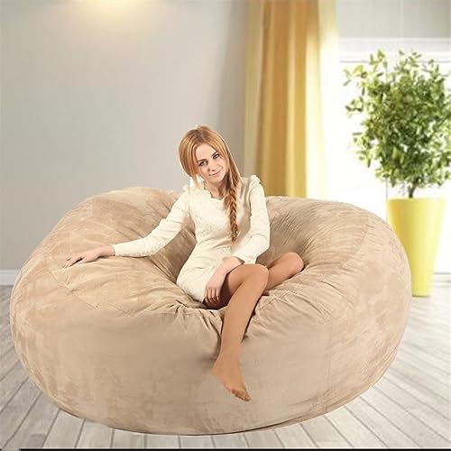 Miniatura 2 de Funda para silla puff (sin relleno), lujosa silla gigante de 678 pies para organizar juguetes de felpa o espuma viscoelástica (color beige, tamaño 6