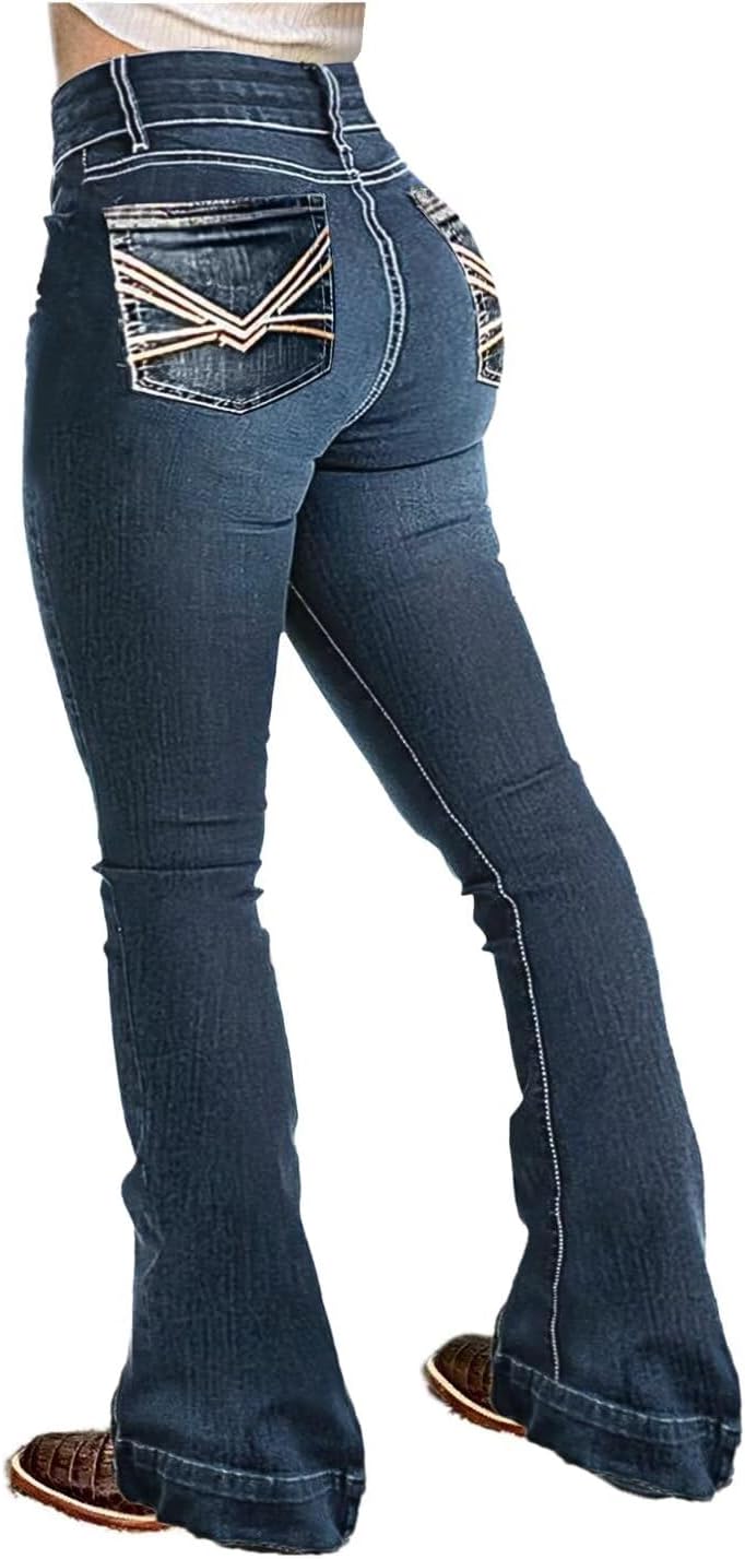 Flamingals Butt Lifting Bootcut Jeans Stretchy Casual Fall Winter Trendy Flare Leg Jeans for Women