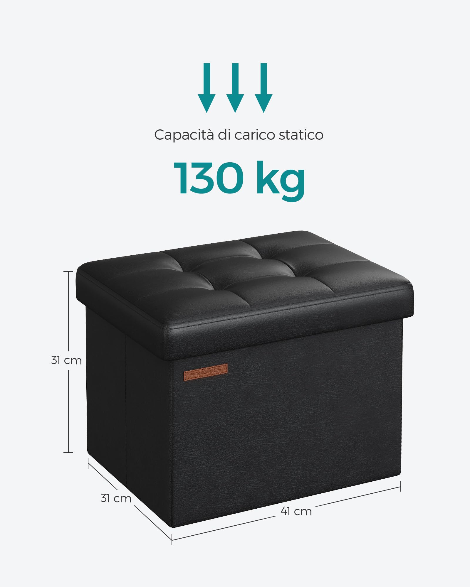 SONGMICS Pouf Contenitore da 41 cm, Cassapanca Pieghevole, Poggiapiedi