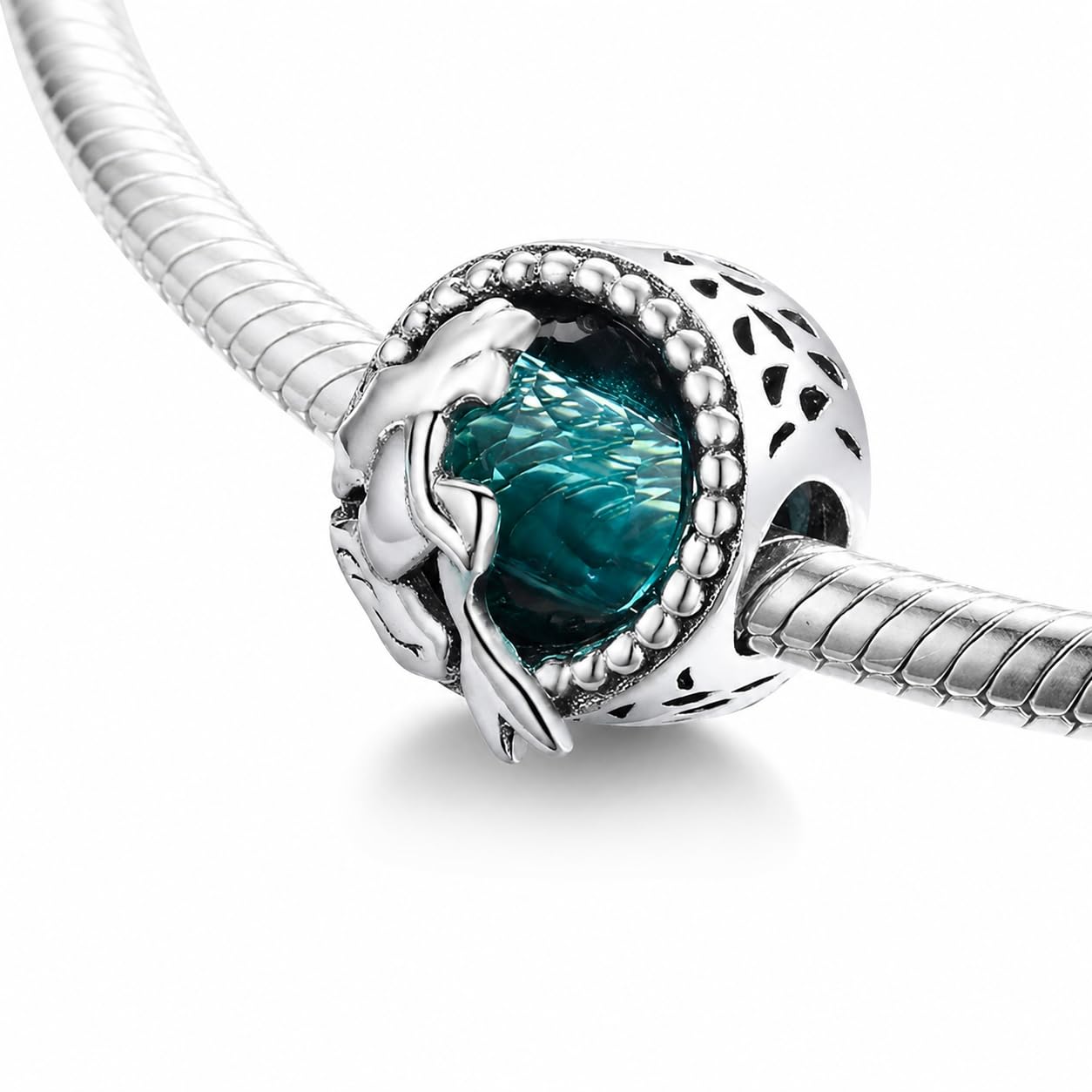 Breloque Charm New 2025 Sirene Bleu Pendentif Original Charming Bead Argent 925 Coeur Maman Compatible Rose Porte-bonheur Famille Noël Femme Bracelet Fille Bracelet Set Infini Dad