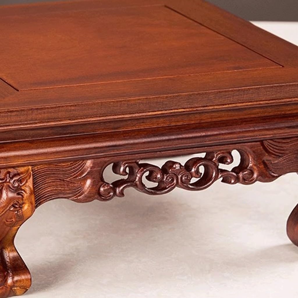 Bonsai Pedestal Vase Pedestal Stands Solid Wood Rectangular Buddha Statue Incense Burner Ornaments Vase Bonsai Mahogany Carving Base Bracket Planter Stand Plant Holder