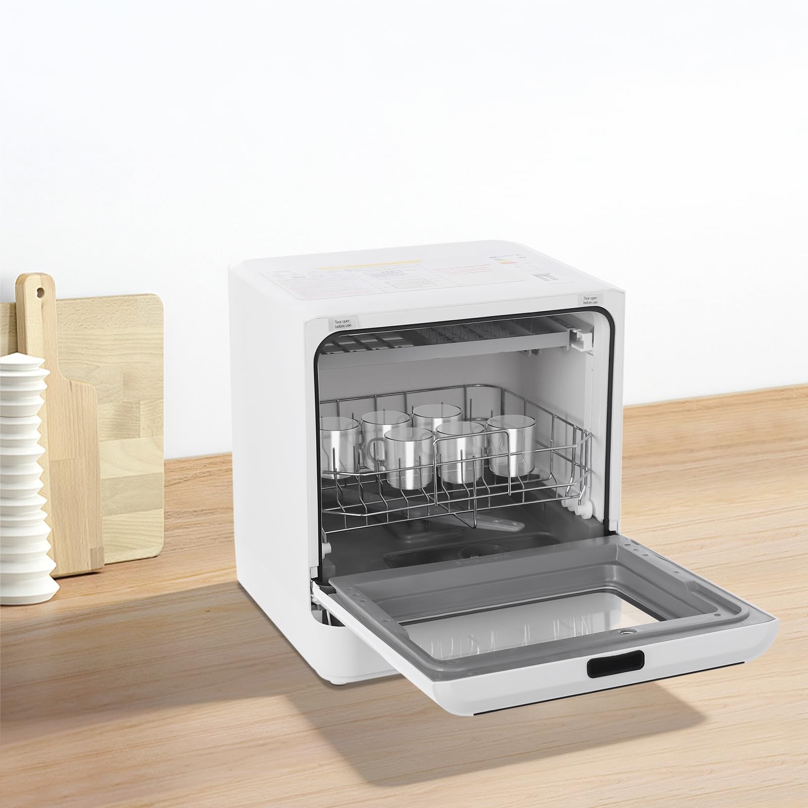 Lavavajillas compacto con secado por aire caliente para cocina y hogar