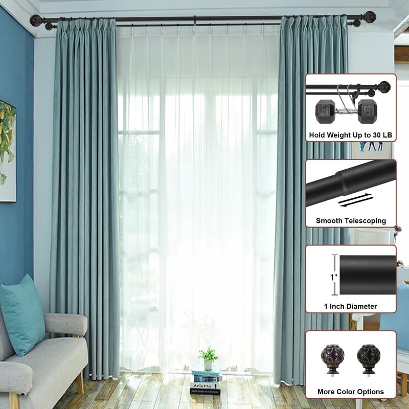 Gardinenstange Matt Schwarz – Verstellbar 71–216 Cm, Ø 2,5 Cm, Robust, Für Schlafzimmer, Wohnzimmer, Küche