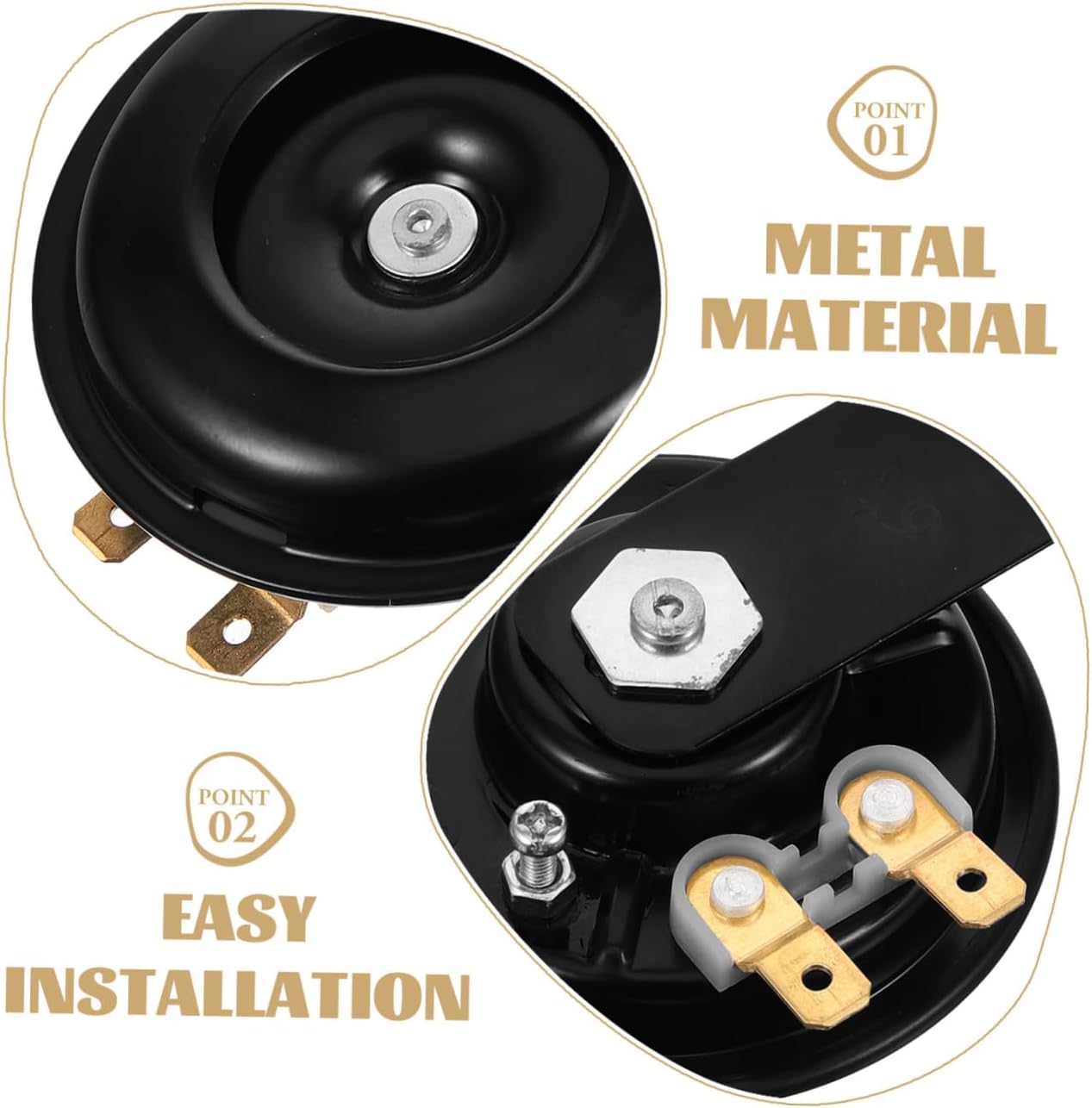 Motorcycle Metal Horn Replacement Accessory Black Powerful Sound