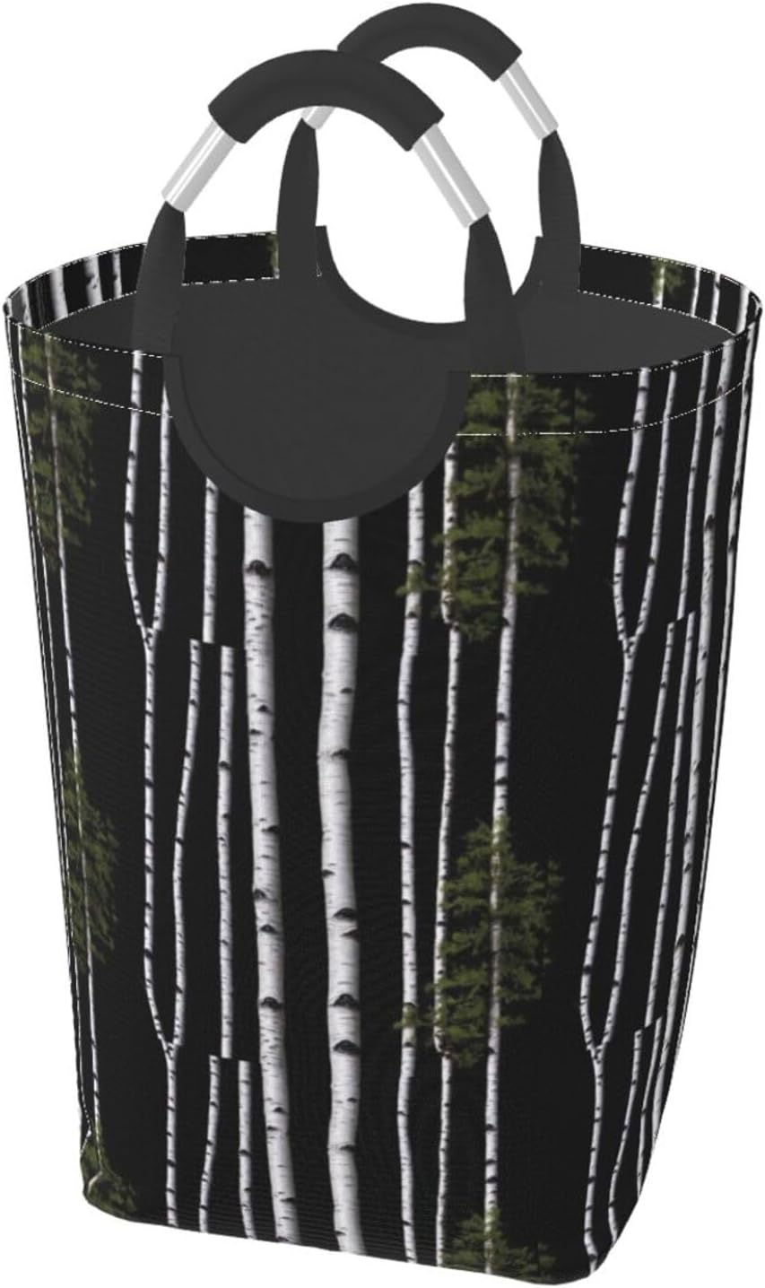 Birch Tree Foldable storage bag, 50L capacity, suitable for laundry room, dormitory bedroom, dirty clothes storage basket.