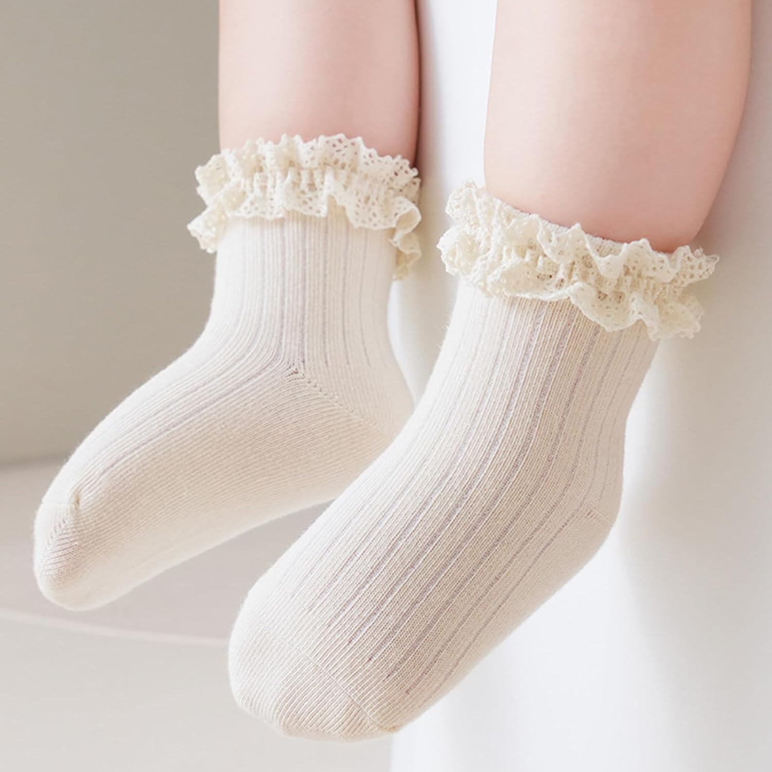 Toddler Socks Baby Princess Little Girls Lace Flower Stripe Crew Socks