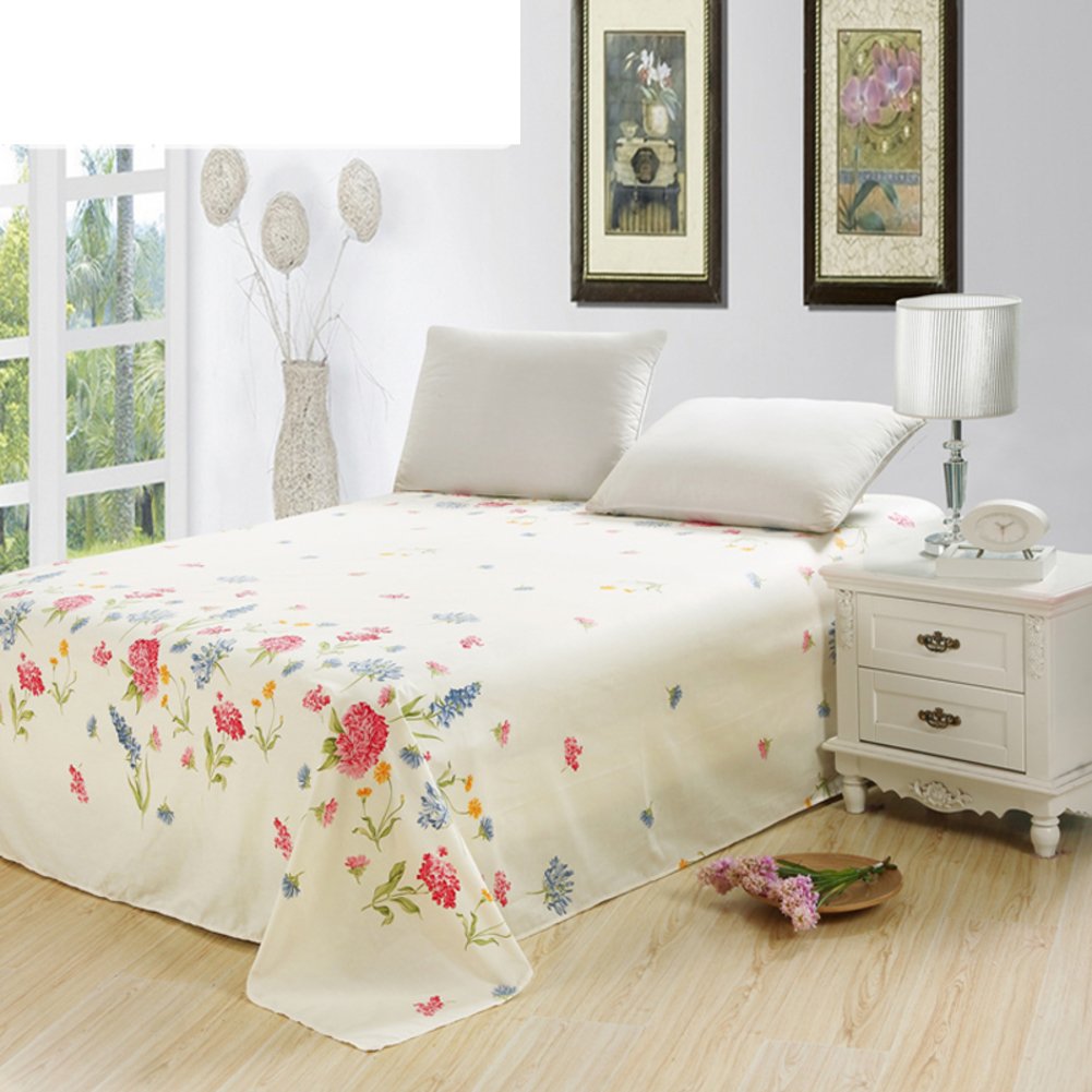 Coton sergé lin drap plat imprimé feuilles Pastorale
