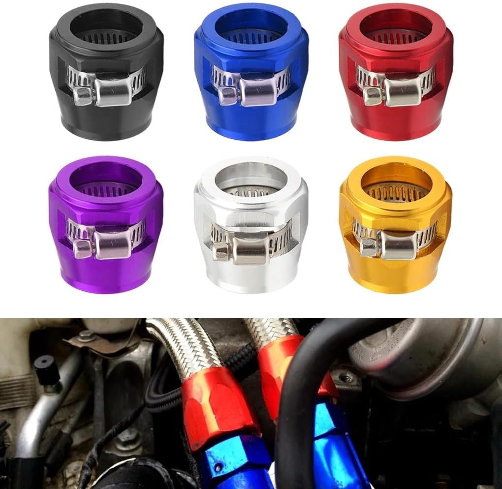 4pc AN4 AN6 AN8 AN10 AN12 Car Hose Finisher Clamp Radiator Modified Fuel Pipe Clip Buckle Universal Hose Clamps Oil End Finisher(Black AN12)