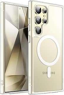 جراب حماية شفاف مغناطيسي متوافق مع موبايل سامسونج جالاكسي S22 الترا متوافق مع الشحن اللاسلكي جراب موبايل شفاف غير لامع مضاد للصدمات من نكست ستور (لون شفاف)