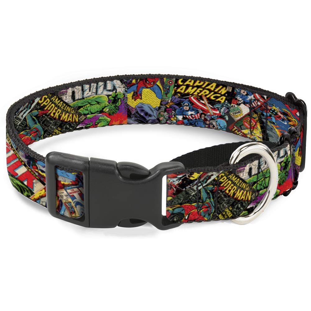 Buckle-Down Dog Collar Martingale Retro Marvel Comic Books Stacked Close Up 15 to 26 Inches 1.0 Inch Wide