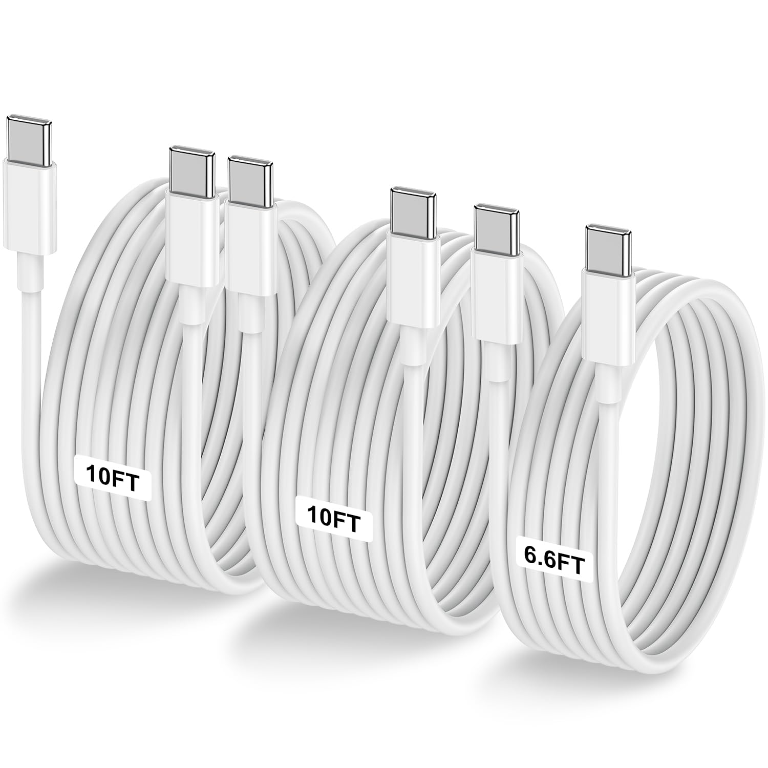 Confezione da 3 cavi da USB C a USB C da 60 W, cavo da tipo C a tipo C, cavo di ricarica rapida per iPhone 16, 15 Pro Plus Pro Max, Galaxy S24, S23, S22, iPad Pro/Air, MacBook Pro/Air e altro ancora
