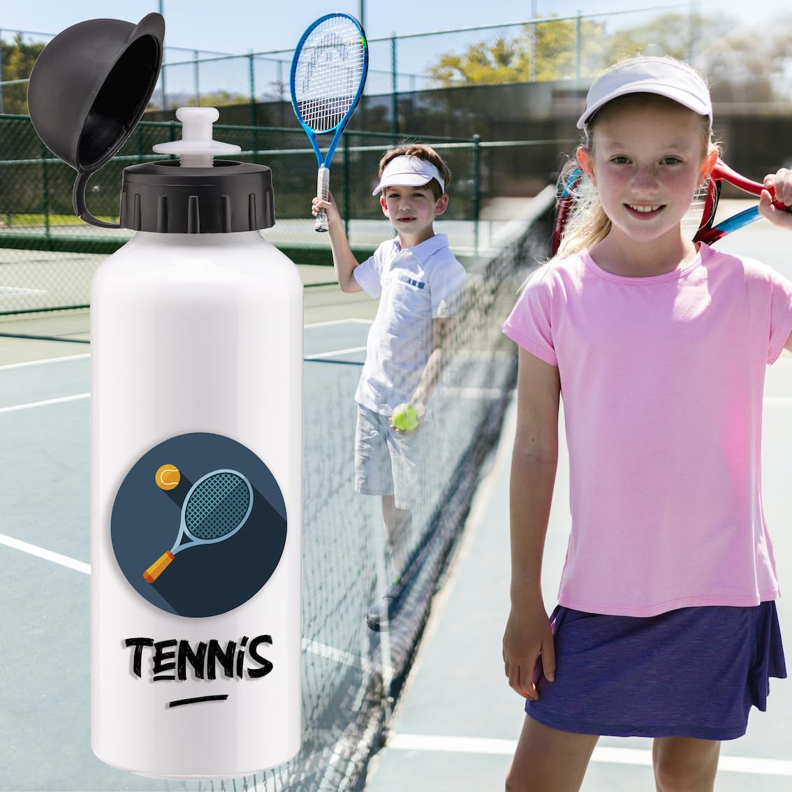Gourde Basket Sport 500ml Bouteille d'Eau Aluminium Réutilisable Ecologique avec Tétine. Idée Cadeau Original Humour Homme Femme Enfant Ami Collègue Utile Anniversaire Noël