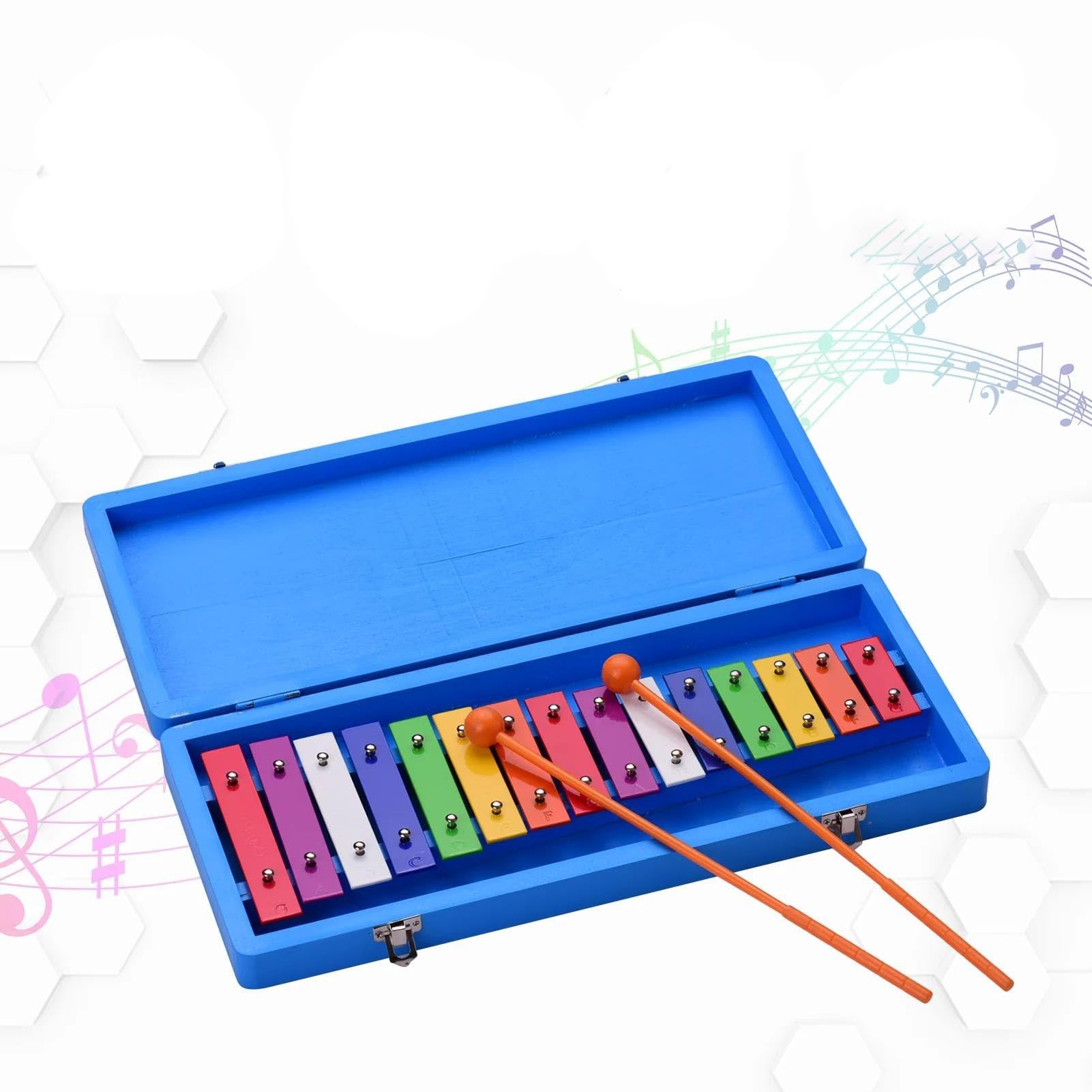 xilófono profesional 15 Teclas Glockenspiel Xilófono Colorido Estuche Para Instrumentos De Percusión Musical Mazos Para El Sentido Musical