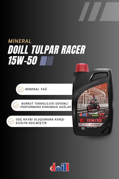 TULPAR RACER 15W-50 4T - 4 Zamanlı 1 Litre Motosiklet Yağı (Üretim Yılı: 2026)