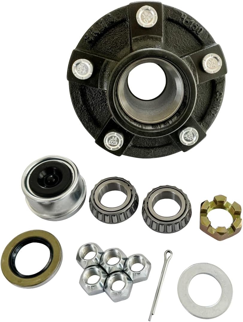 5-Hole, 4.5" Trailer Hub Kits for 2,000 lb,Trailer Axle Kit for 5 Lug Trailer Hub Fits 1" Spindle