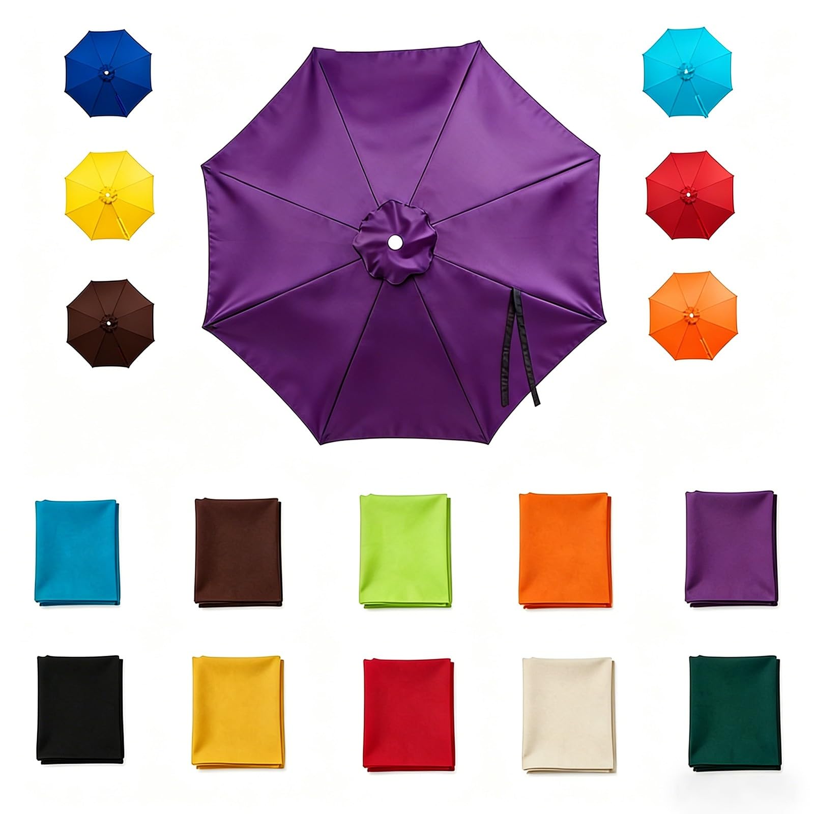 Garden parasol replacement canopy 6 Ribs/8 Ribs 6.5Ft 7.5FT 9FT 11FT 13FT Waterproof UV Protective Outdoor Sunshade Cover for Garden Deck Backyard Pool (Canopy Only) Coffee 2.0m/6.5FT-8Ribs
