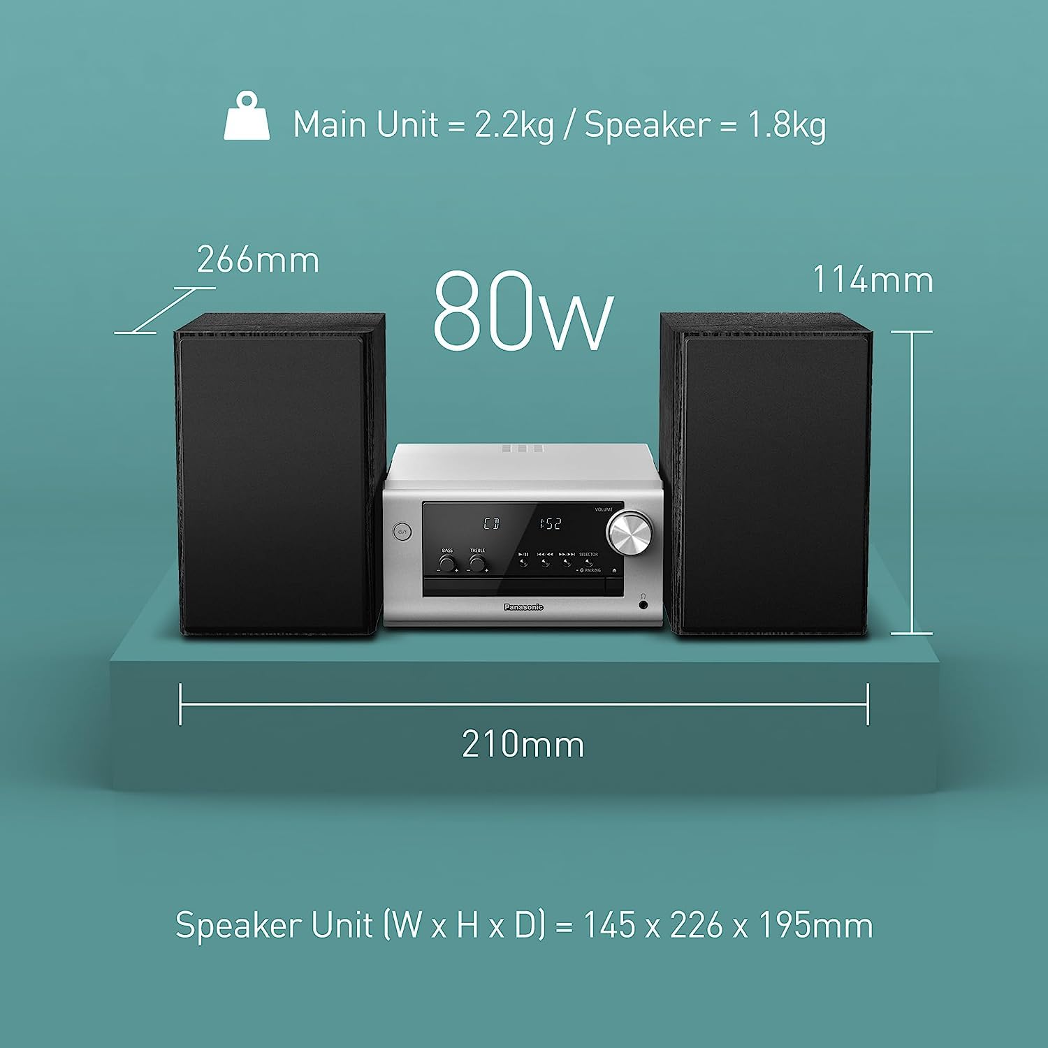 Panasonic PM700 Stylish Hi-Fi Micro System with CD, AM/FM