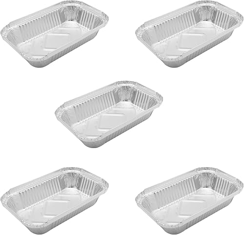 Othmro Sartenes de papel de aluminio de 6.9 x 4.4 x 1.3 pulgadas, 33 recipientes rectangulares de papel de aluminio para cocinar, hornear, calentar,