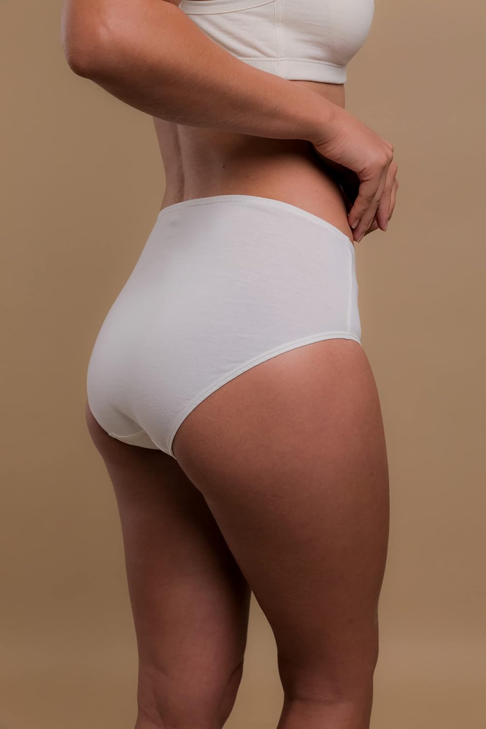 Cottonique Women's Latex-Free Waist Brief made from 100% Organic Cotton (2/pack | Melange Brown)