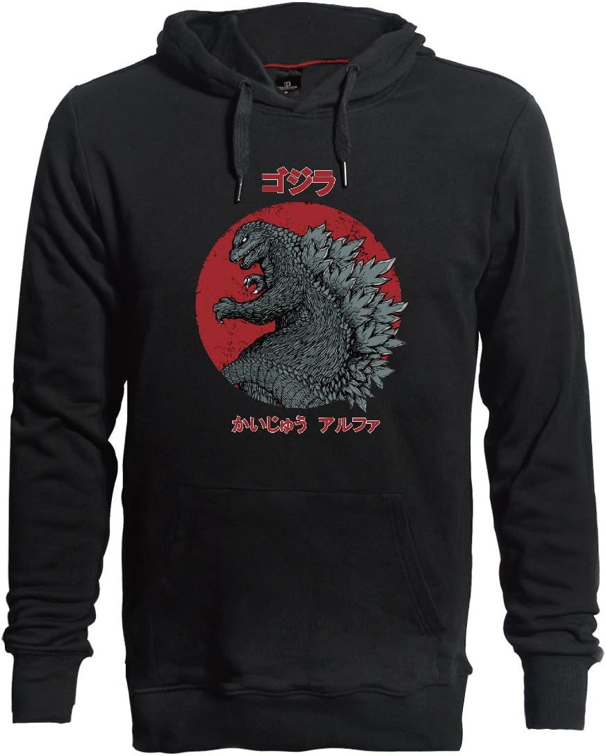 TopsHouse Men's Dinosaur Pullover Hoodies Soft Cotton Top Black M