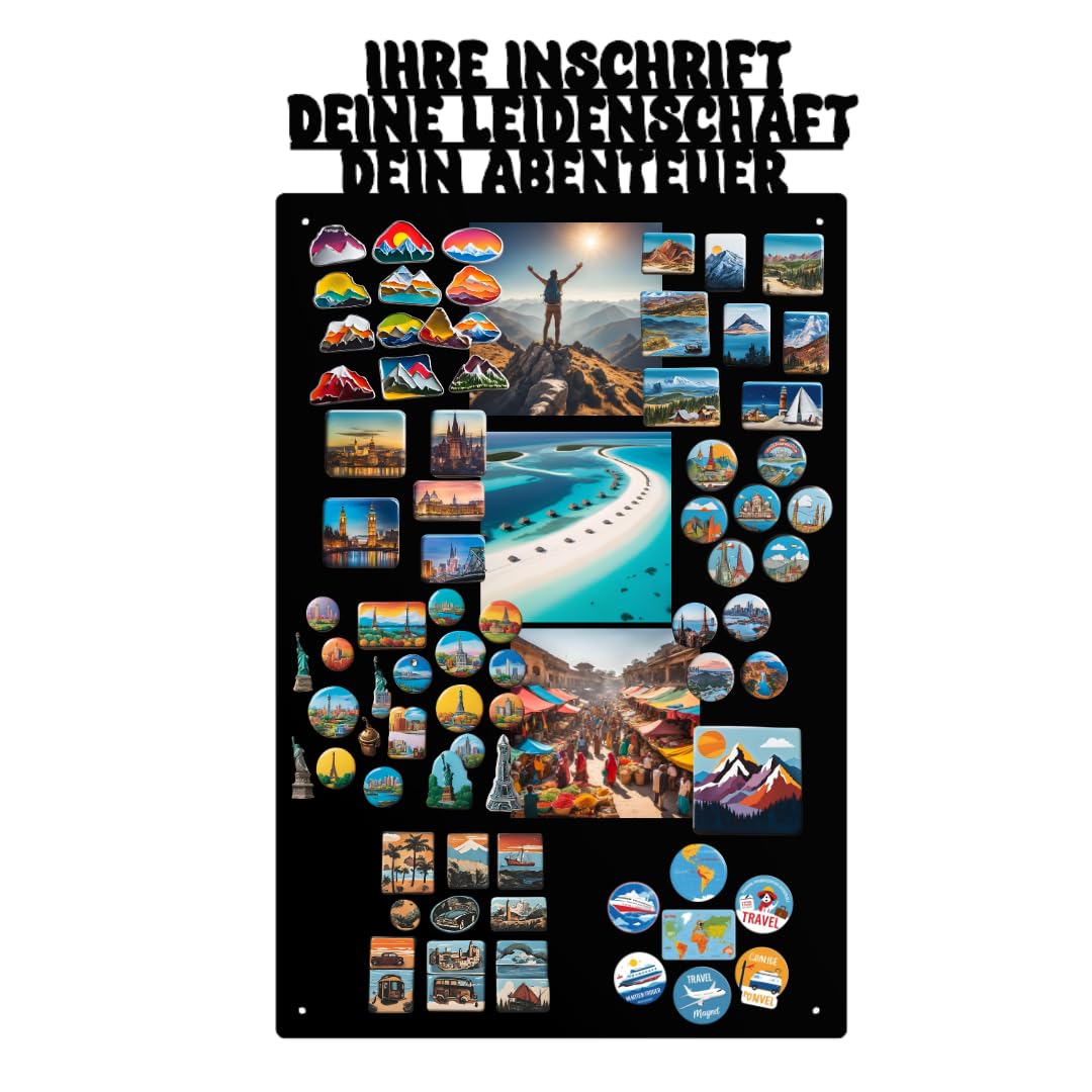Magnettafel - Personalisierbare Magnetische Pinnwand 80x50 cm aus Stahl - beschreibbar - ideal für Magnete und Notizen - inkl. Montageset - Schwarz