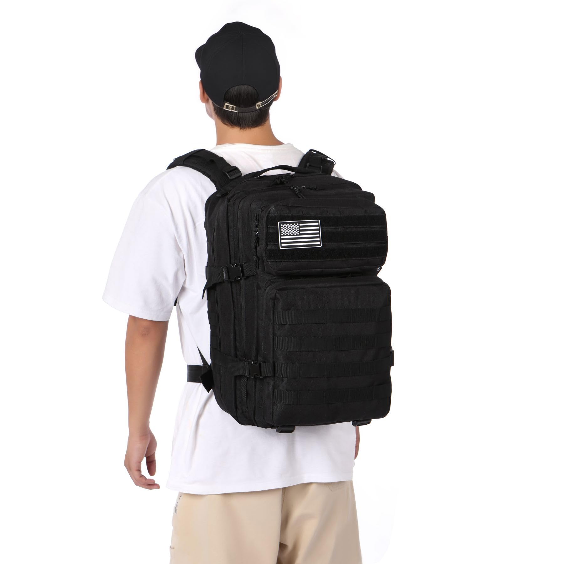 Mochila De Pesca De 50 Litros Impermeable De Nailon Duradera,Mochila Deportiva Táctica Militar Al Aire Libre Mochilas De Senderismo Casual (Negro)