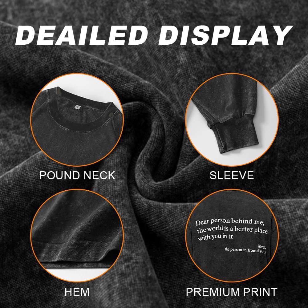 Dear Person Behind Me Shirt, You are Enough Tshirts for Men Long Sleeve T Shirt, Inspirational Positive Tees Vintage Graphic - Image 5