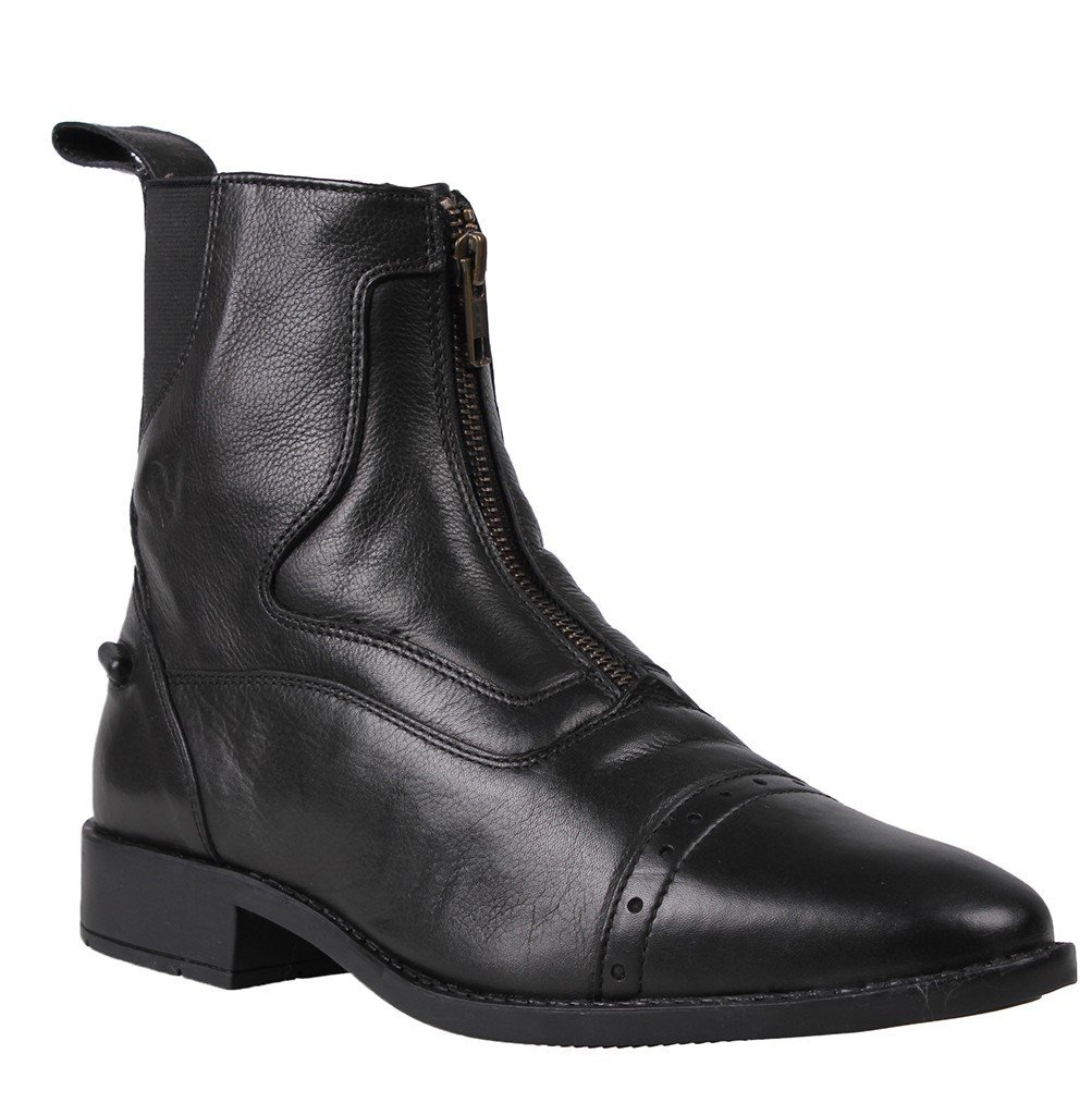 QHP Reitstiefeletten Leder Stiefeletten Jodhpur Milaan mit Reißverschluss (44, Schwarz)