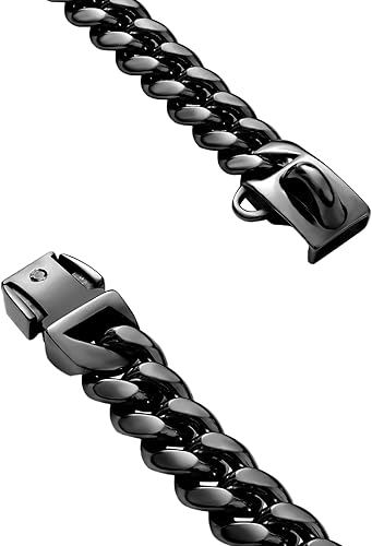 Miniatura 8 de Collar de perro de acero inoxidable, collar de joyería de bulldog con encanto, impermeable, oro rosa, negro, plateado, collar de perro cubano