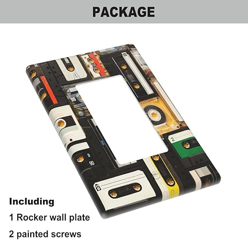 Miniatura 7 de Placa de pared basculante individual de música, cintas de casete de grabación de audio vintage, placas de interruptor de luz basculante de 1