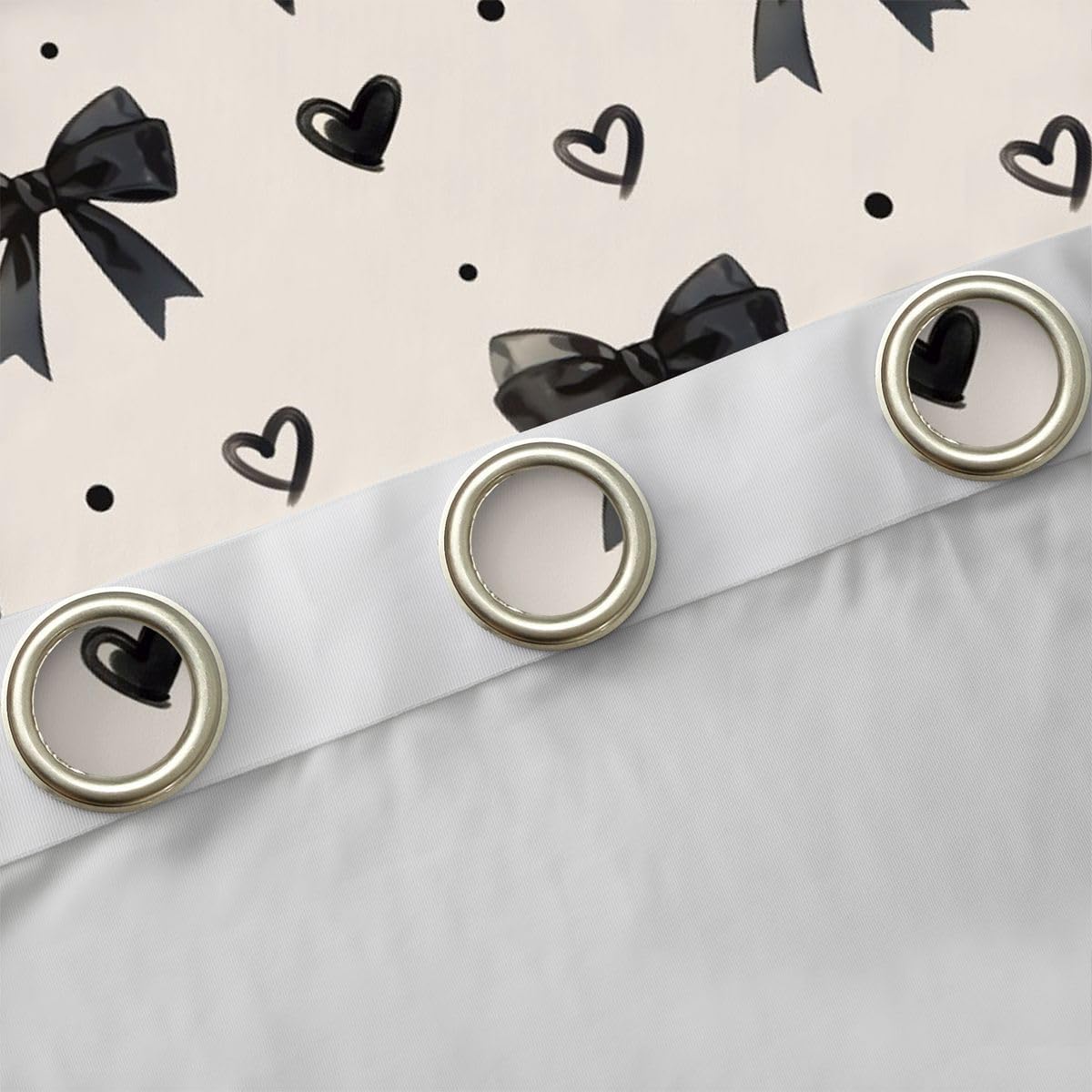 Feelyou Bow Blackout Curtains Bowknot Darkening Drapes for Bedroom Living Room Decor White and Black Bow Thermal Insulated Shades Kawaii Window Treatments, 2 Panels 38 x 54 Inch White and Black