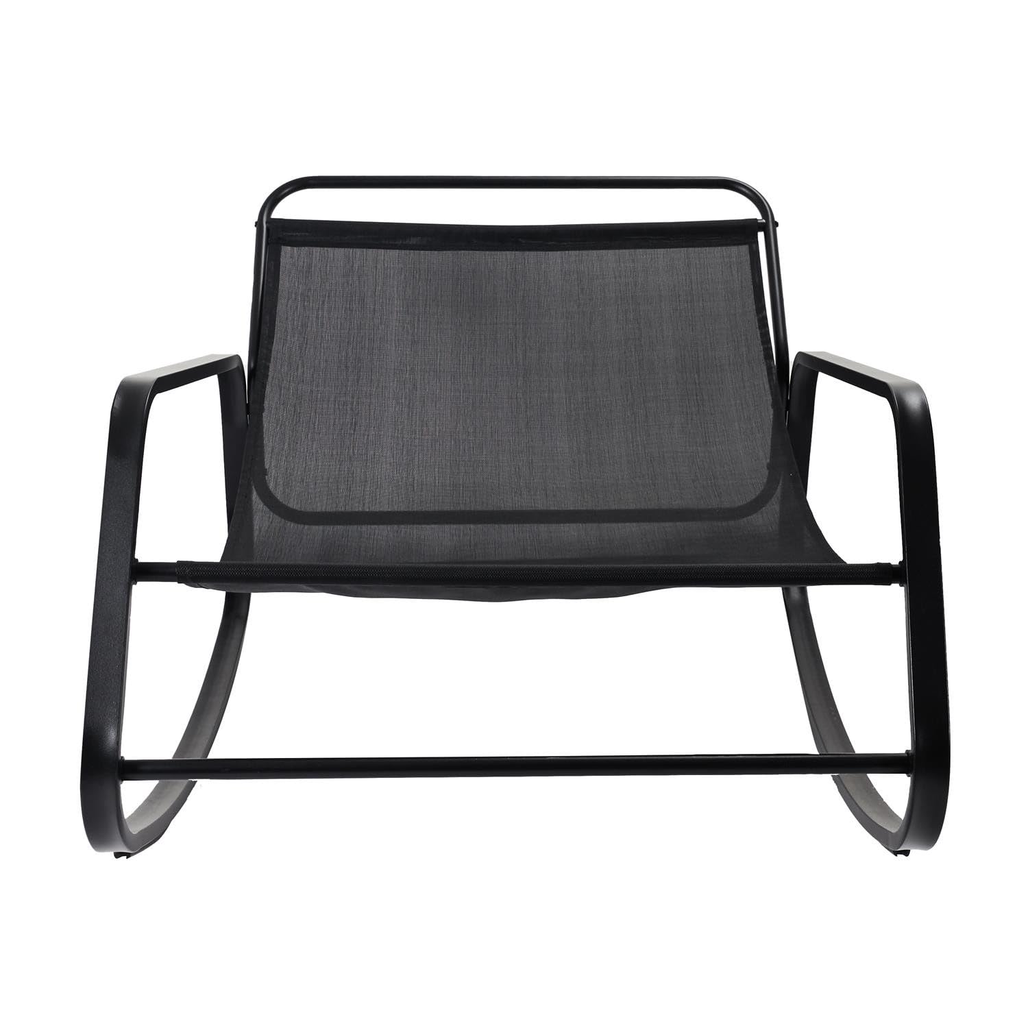 HOME DECO FACTORY - HDO7248 - Fotel Bujany na Zewnątrz - Stylowy i Wygodny - Idealny na Taras lub do Ogrodu - Z Poduszką - Czarny - Standardowy Rozmiar